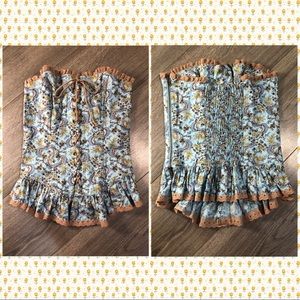 BETSEY JOHNSON VINTAGE FLORAL CORSET TOP SMALL